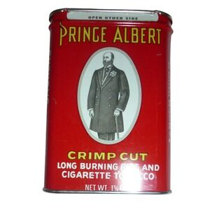 Vintage Prince Albert Crimp Cut Tobacco Tin Pocket Can R.J. Reynolds Red